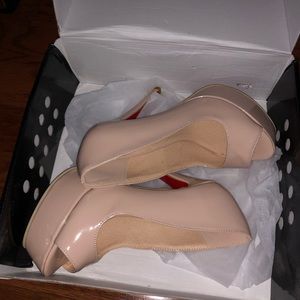 Nude faux leather 6 inch platform heels - NWT